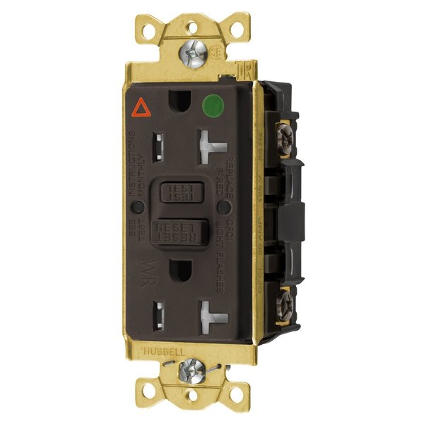 Bryant GFCI Receptacle, Self Test, Tamper and Weather Resistant, 20A 125V, 2-Pole 3-Wire Grounding, 5-20R GFST83IG